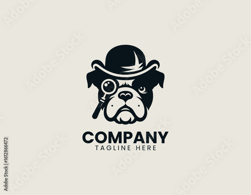 Sophisticated Bulldog Gentleman Pet British Style Vector Logo Design