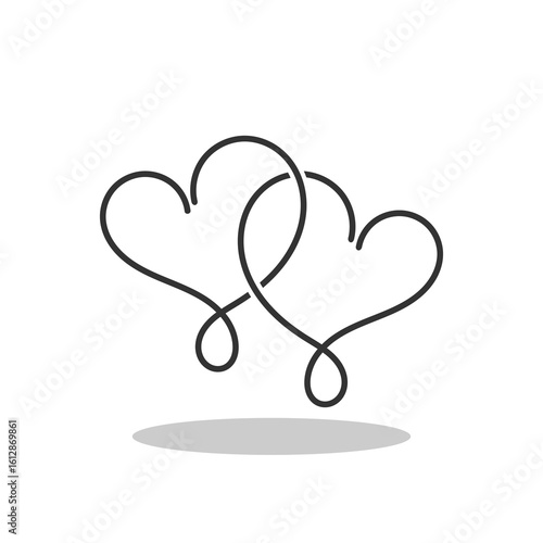 Two hearts icon with shadow