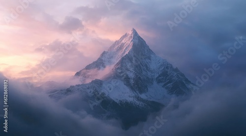 Wallpaper Mural Majestic snow-capped peak rising above clouds at sunrise Torontodigital.ca