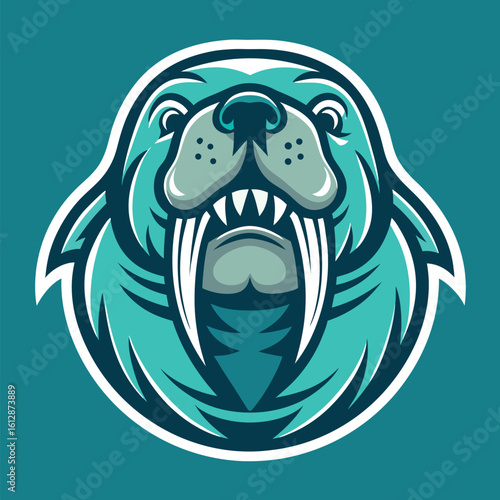 Unique walrus illustration with vibrant colors and bold designs ideal for graphic art and logo creation