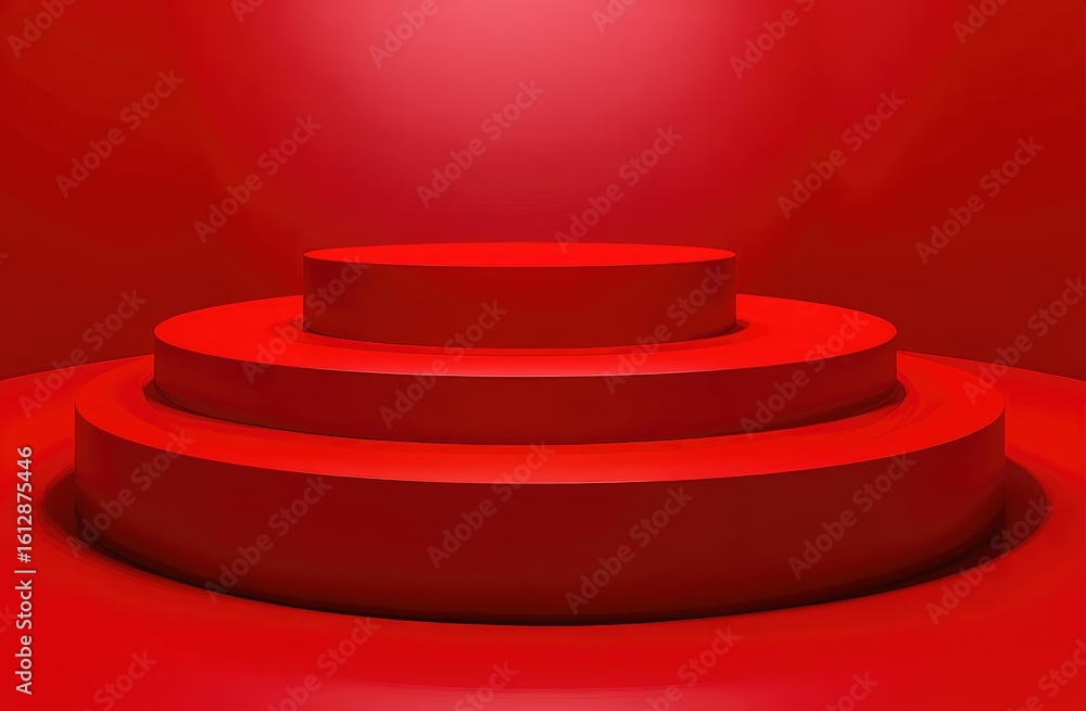 Red circular tiered podium Red circular tiered podium