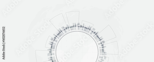 Innovation and Technology white Background with Circular Elements. Data science networking and Cyber Security.