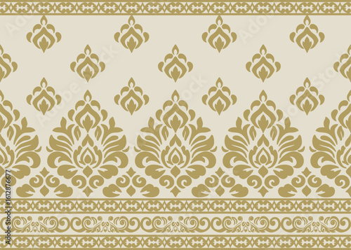 traditional damask vector pattern with seamless damask vector design and elegant damask vector border for textile or wallpaper