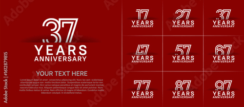 Anniversary logo set with double line number style. white color can be use for special moment