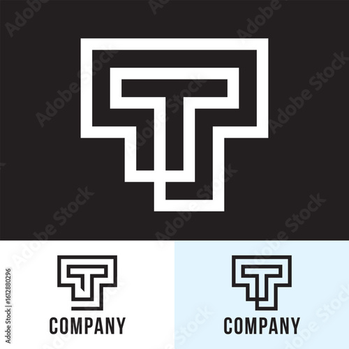 Letter T Winding Geometric Line Vector Logo Art