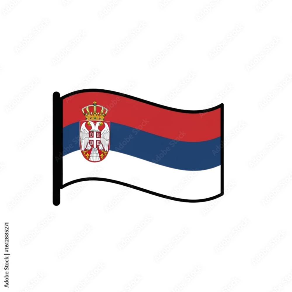 Obraz premium Illustration of the Serbian flag waving, a symbol of national pride and European identity. Vector graphic of Serbia's national banner.