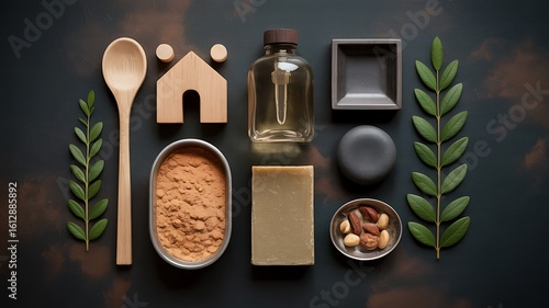 Natural organic spa ingredients flat lay wellness