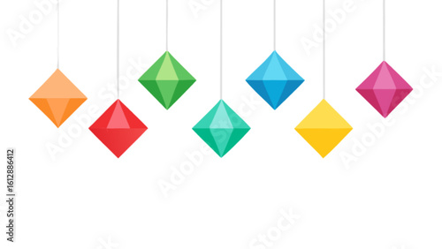 Colorful diamond hanging ornaments vector illustration for decoration and holiday design element use case