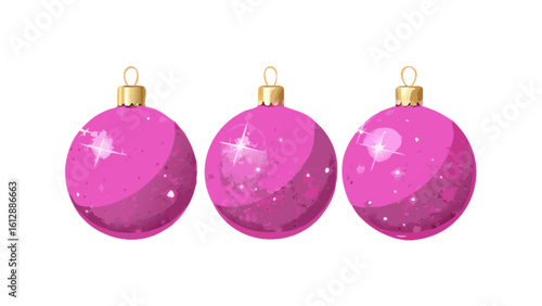 Pink christmas ornaments holiday decorations festive season christmas balls shiny christmas decor isolated