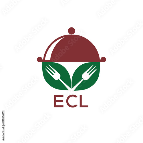Healthy Organic Restaurant Logo with ECL Text – Eco-Friendly Food Service Symbol. ECL Letter Logo.
