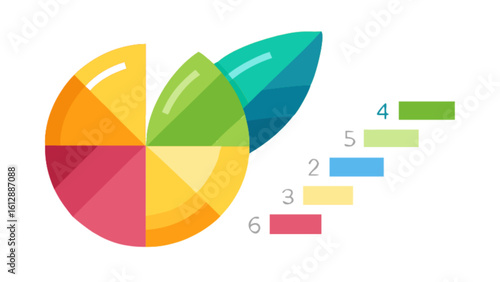 Infographic chart diagram with colorful segments and leaves for data visualization and analysis tool