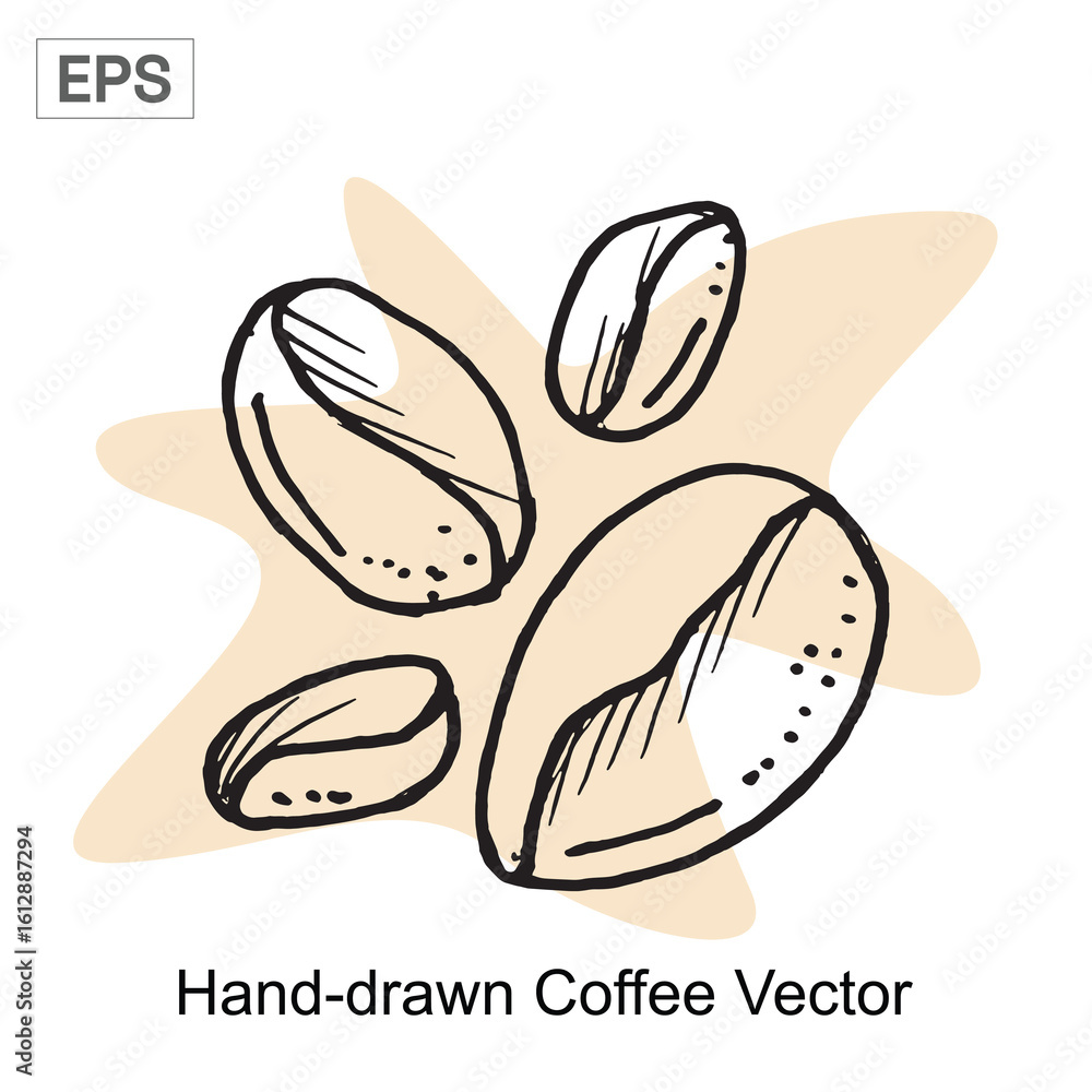 Obraz premium Hand-drawn Coffee Beans Roasted and Ready