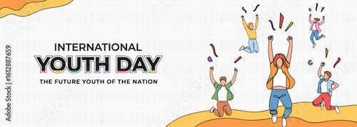 Celebrating International Youth Day with Happy and Joyful Youth Enthusiastically Rejoicing