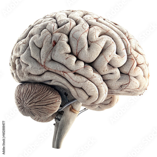 Realistic human brain illustration showing folds and depth in a scientific style