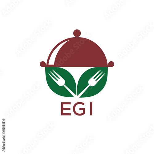 Healthy Organic Restaurant Logo with EGI Text – Eco-Friendly Food Service Symbol. EGI Letter Logo.
