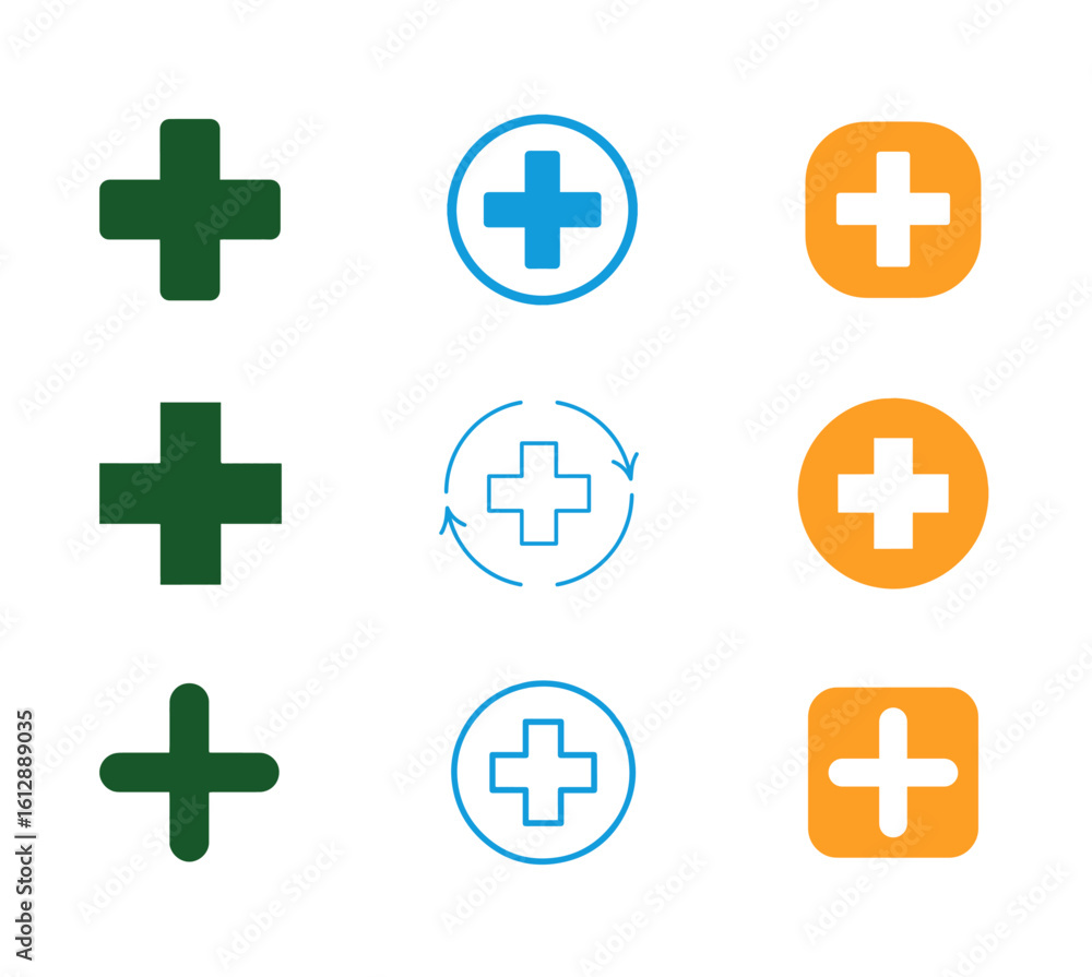 Fototapeta premium Flat Plus Icon – Add Button Minimal Vector for UI Design 