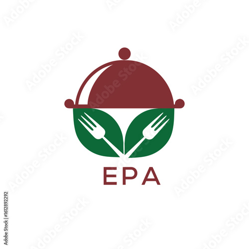 Healthy Organic Restaurant Logo with EPA Text – Eco-Friendly Food Service Symbol. EPA Letter Logo.
