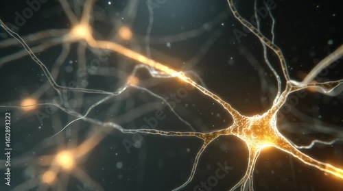 Intricate neural network with glowing synapses and interconnected neurons, showcasing the complexity of brain activity and communication in a visually captivating manner