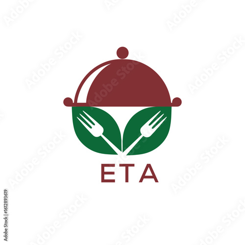 Healthy Organic Restaurant Logo with ETA Text – Eco-Friendly Food Service Symbol. ETA Letter Logo.
