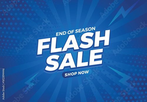 Flash Sale Poster with 3D Editable Text – End of Season Discount Banner Template for Promotion
