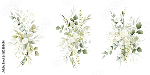 Wallpaper Mural Delicate floral arrangements with eucalyptus and greenery isolated on transparent background Torontodigital.ca