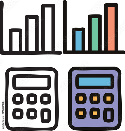 Financial Charts and Calculator Icons.