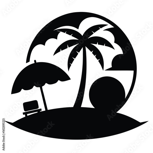 Wallpaper Mural Beach icon, island vector, palm tree silhouette, tropical vacation graphic, holiday symbol, travel illustration
 Torontodigital.ca