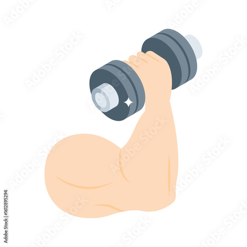 An editable isometric style icon of bicep exercise tool