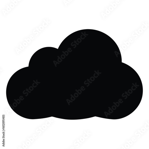 Cloud icon, weather vector, sky silhouette, overcast cloud graphic, nature symbol, cloudy day illustration
