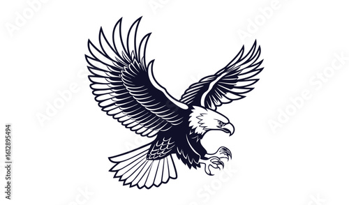 Majestic eagle descending with wings spread wide and talons extended