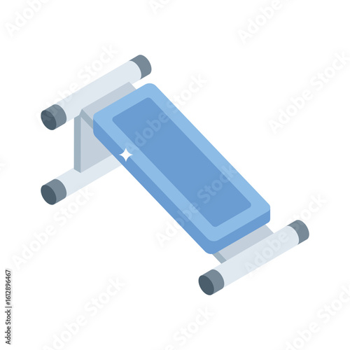 Ready to use isometric icon of padded gym bench