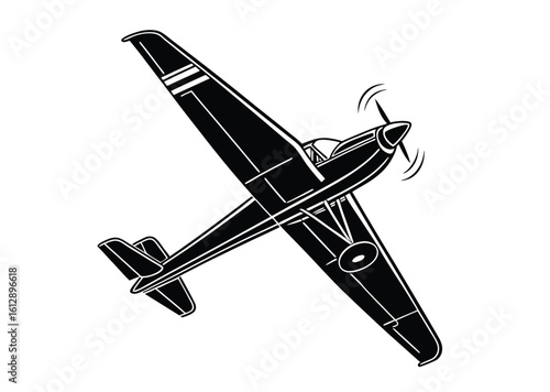 Illustration showing a black airplane icon on a white background
