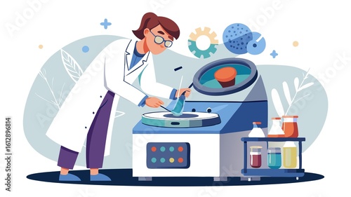 Obraz na plátně A scientist carefully loads samples into a high-speed centrifuge, showcasing the