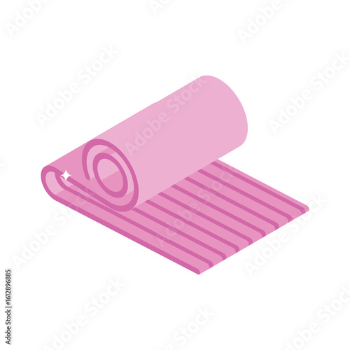 Well designed isometric icon of yoga mat unrolled