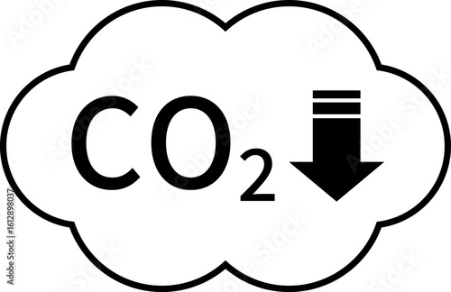 CO2（二酸化炭素）削減のシンプルなアイコン、雲の形