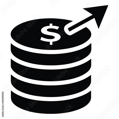 Coin stack icon, money coins vector, financial growth symbol, investment stack silhouette, banking currency clipart, economy wealth graphic
