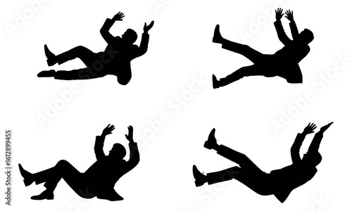 Silhouette of man falling down in emergency and danger situation
