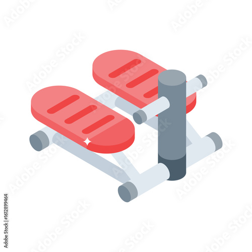Visually appealing isometric icon of cardio stepper device