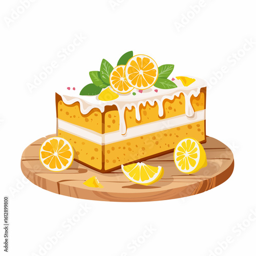 Zesty lemon cake with sugary glaze and citrus notes. Light, fresh, and perfect for a summer dessert menu.