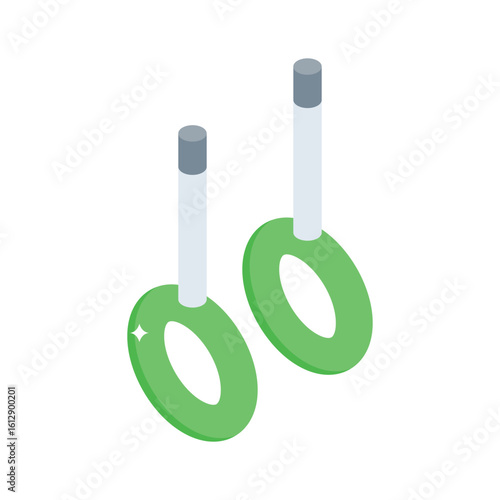Premium isometric icon of strong workout rings