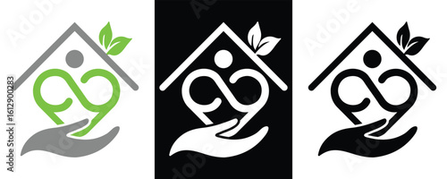 Eco Care Hand Logo – Sustainable Green Home Support & Compassionate Design
