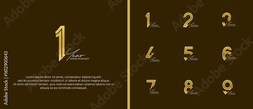 anniversary vector logo set, gold color and silver handwriting can be use for celebration
