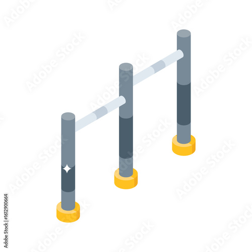 Trendy isometric icon showing mounted pullup bars
