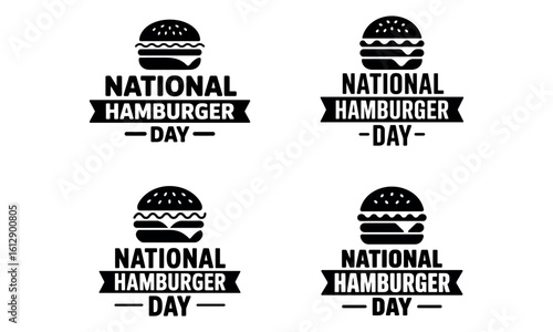 National hamburger day text design with burger icons in black style
