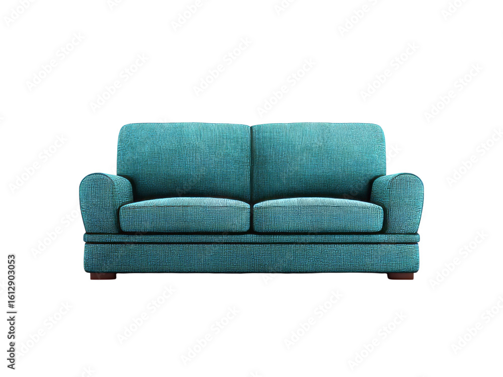 Obraz premium Teal fabric sofa isolated on black background modern furniture, Isolated On White Background, Png Transparent