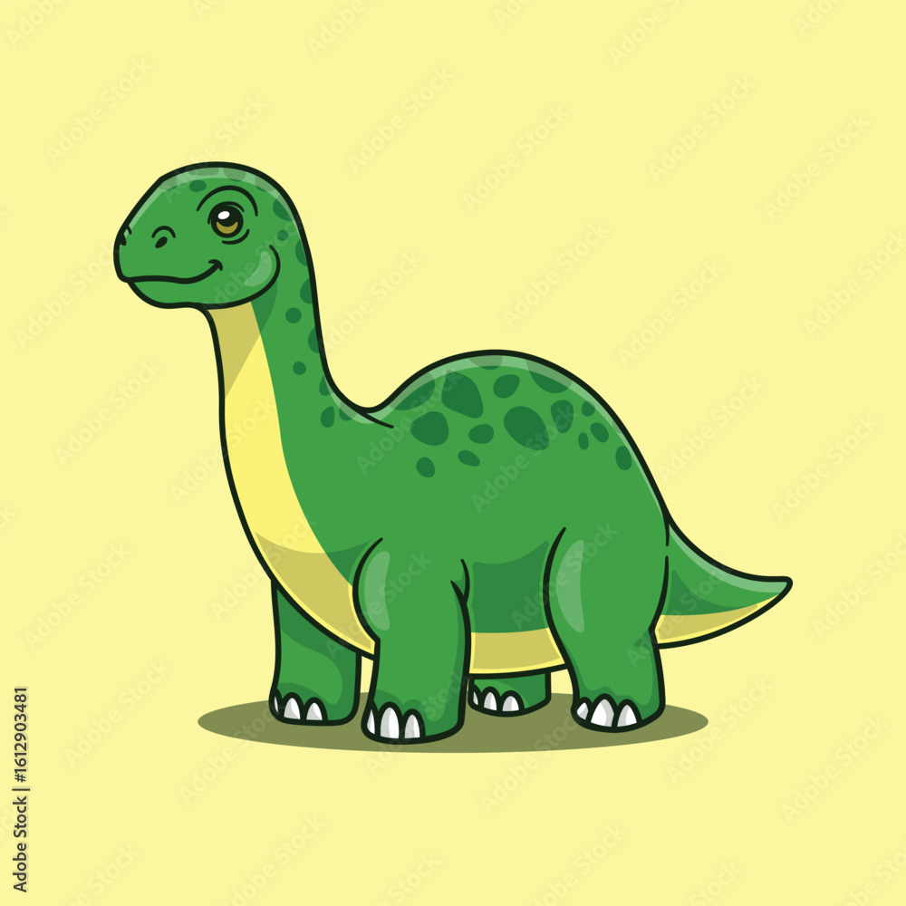Naklejka premium Cute cartoon vector illustration of brontosaurus