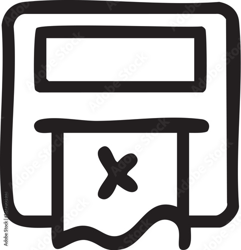Handdrawn floppy disk save icon sketch.