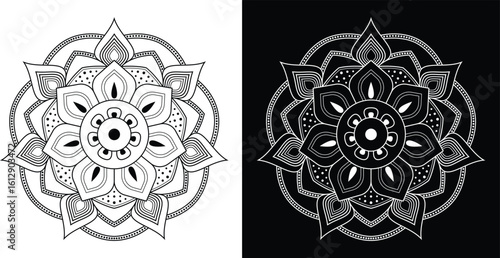Peaceful black and white mandala for meditation and artistic expression Black and White Mandala Design