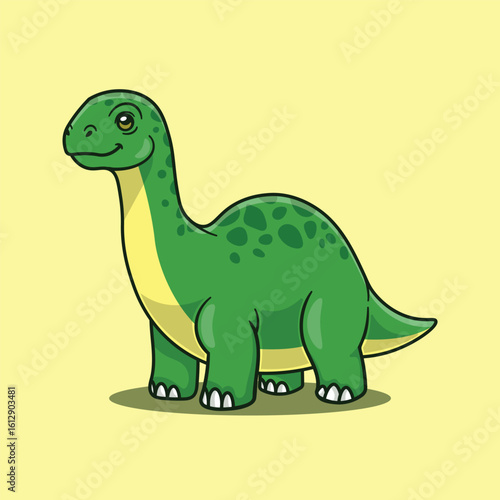 Cute cartoon vector illustration of brontosaurus