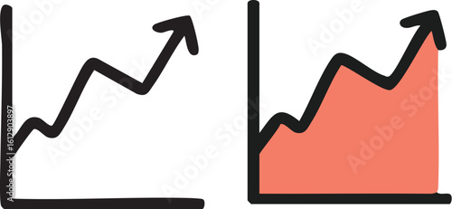 Handdrawn Upward Trending Graph Charts.